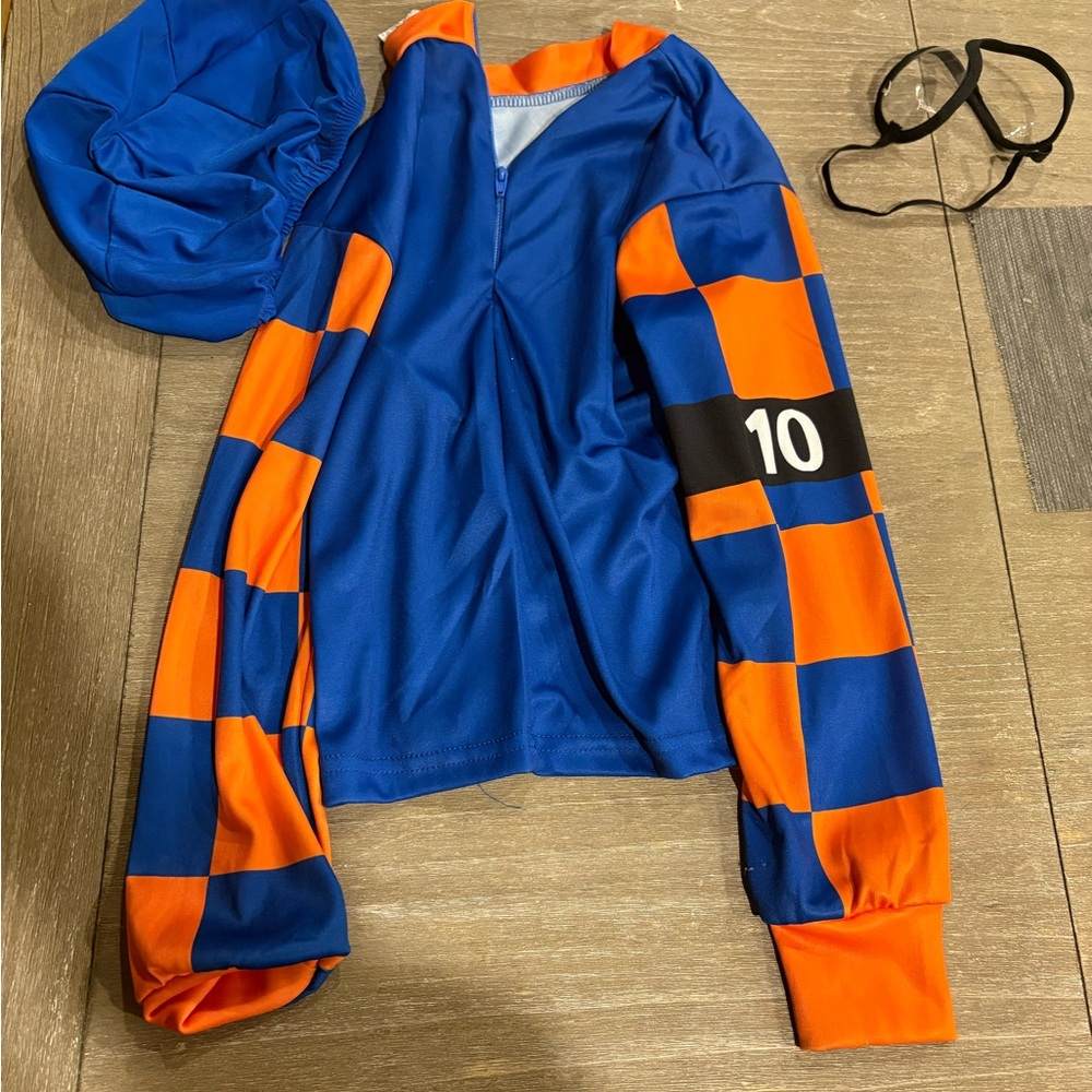 Blue and Orange Racing Jockey Silks with Number 10